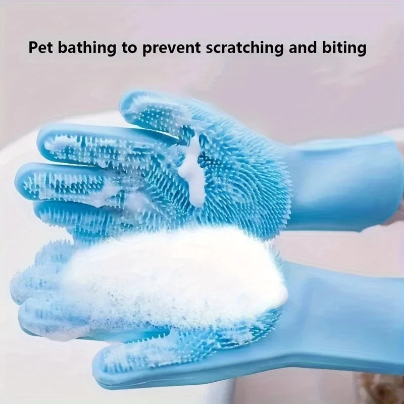 Silicone Pet Grooming and Bathing Gloves