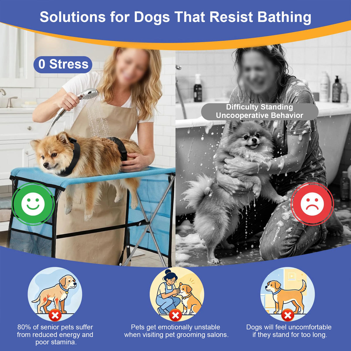 Foldable Pet Grooming Bath Table for Dogs and Cats
