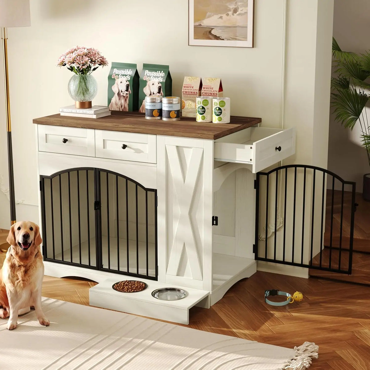 110 cm Wooden Dog Crate Furniture Kennel for Dogs