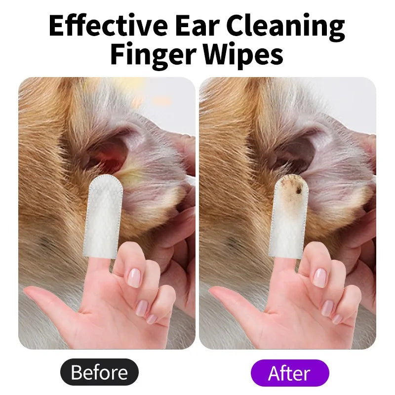 Pet Ear Cleaning Finger Wipes for Dogs and Cats