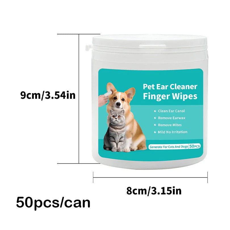 Pet Ear Cleaning Finger Wipes for Dogs and Cats
