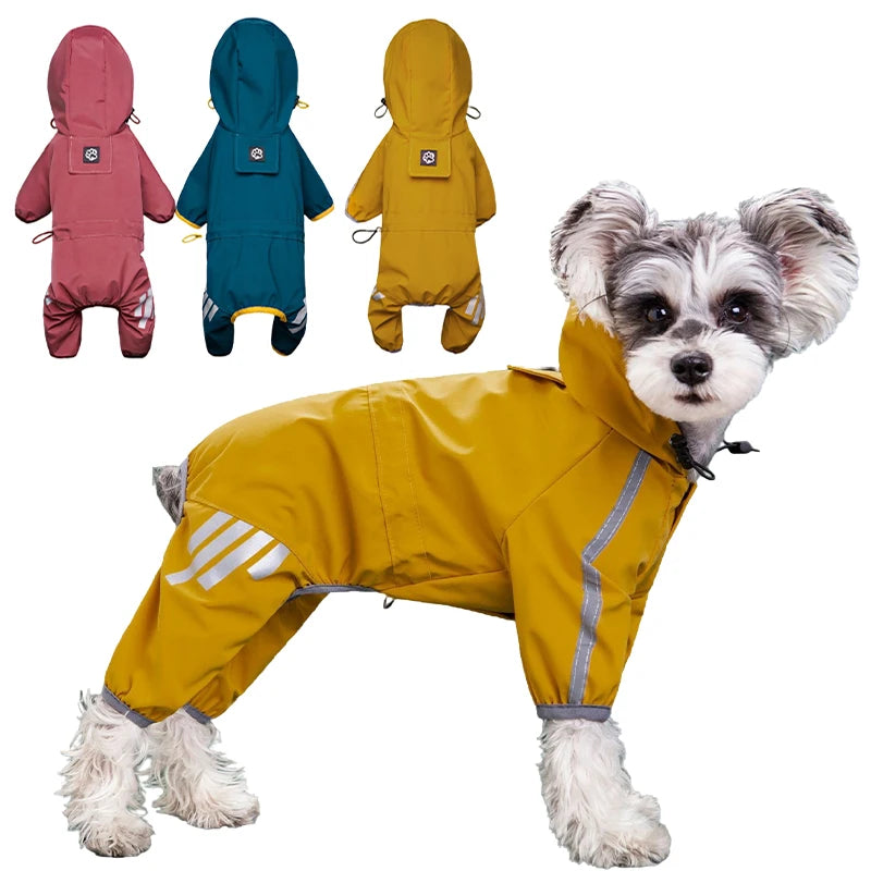 Reflective Waterproof Raincoat Jumpsuit Overalls for Dogs