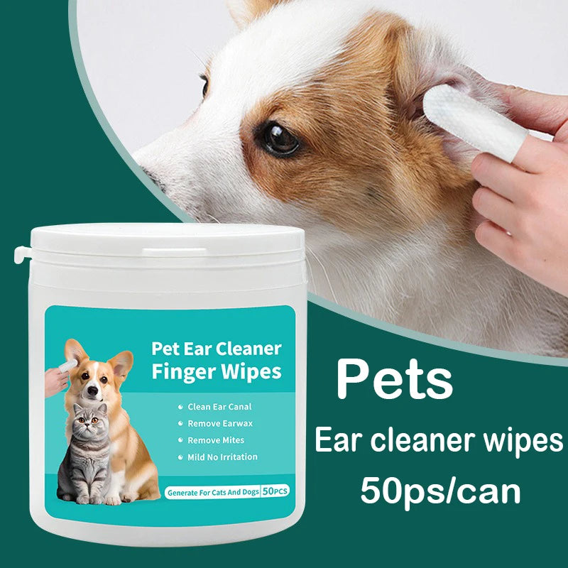 Pet Ear Cleaning Finger Wipes for Dogs and Cats