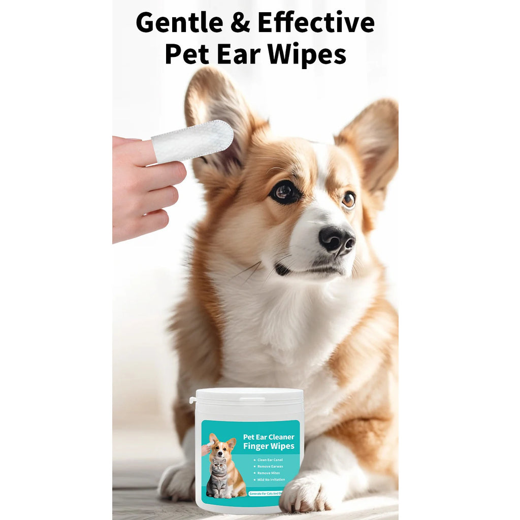 Pet Ear Cleaning Finger Wipes for Dogs and Cats