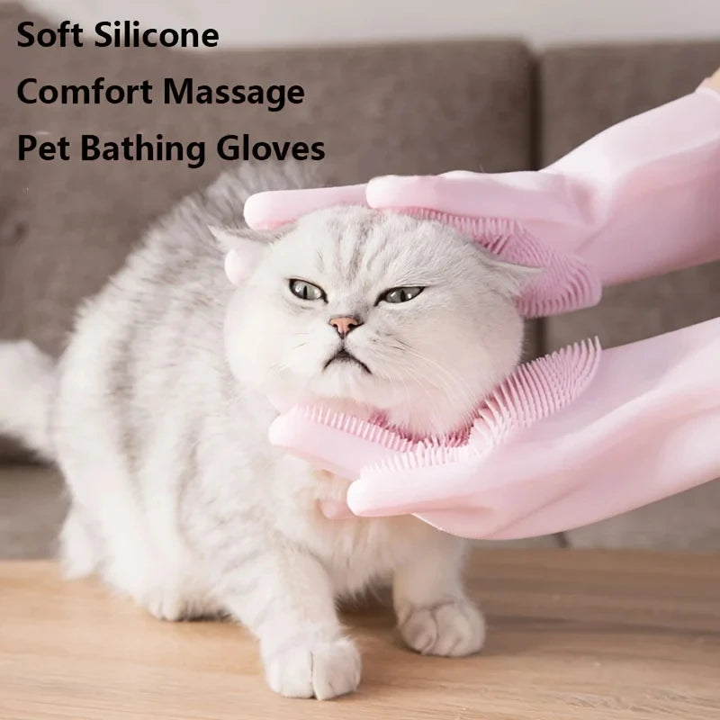 Silicone Pet Grooming and Bathing Gloves
