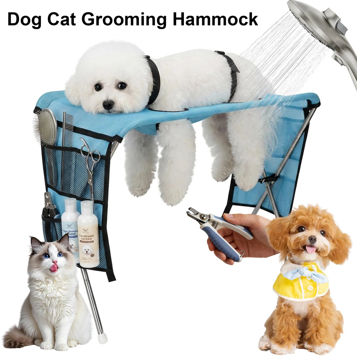 Foldable Pet Grooming Bath Table with Fixed Leash