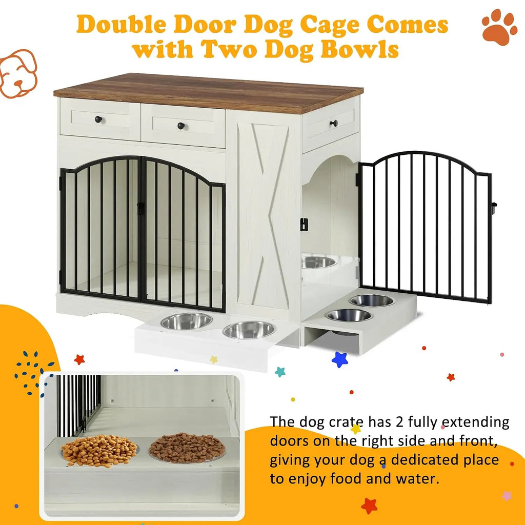110 cm Wooden Dog Crate Furniture Kennel for Dogs