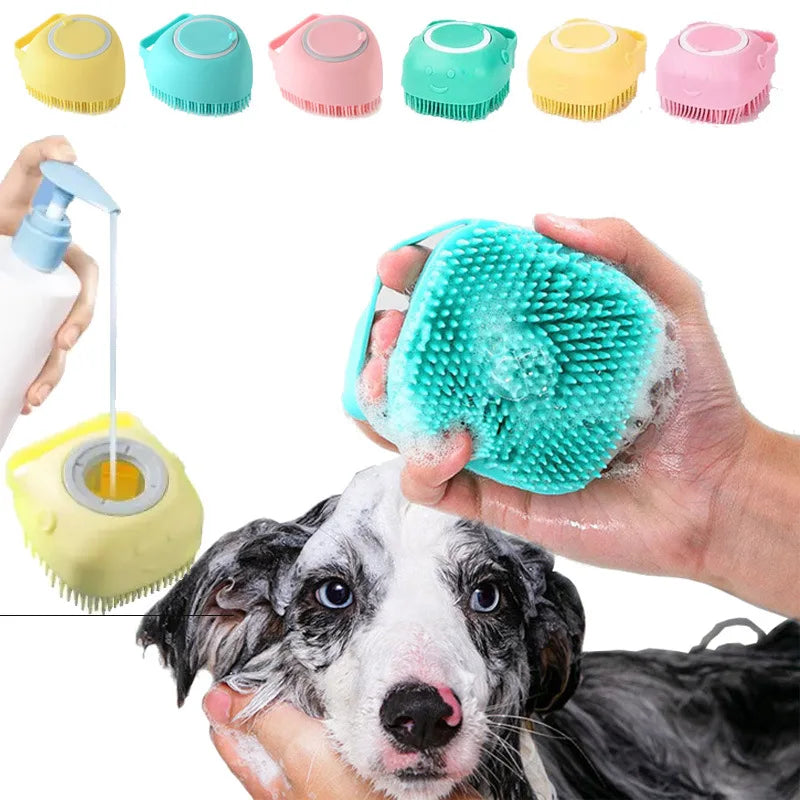 Silicone Pet Bath and Massage Brush for Dogs and Cats