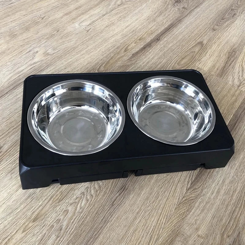 Adjustable Elevated Feeder Stand with Bowls for Dogs