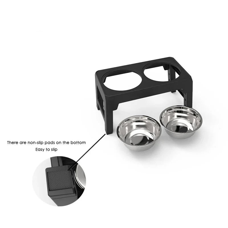 Adjustable Elevated Feeder Stand with Bowls for Dogs