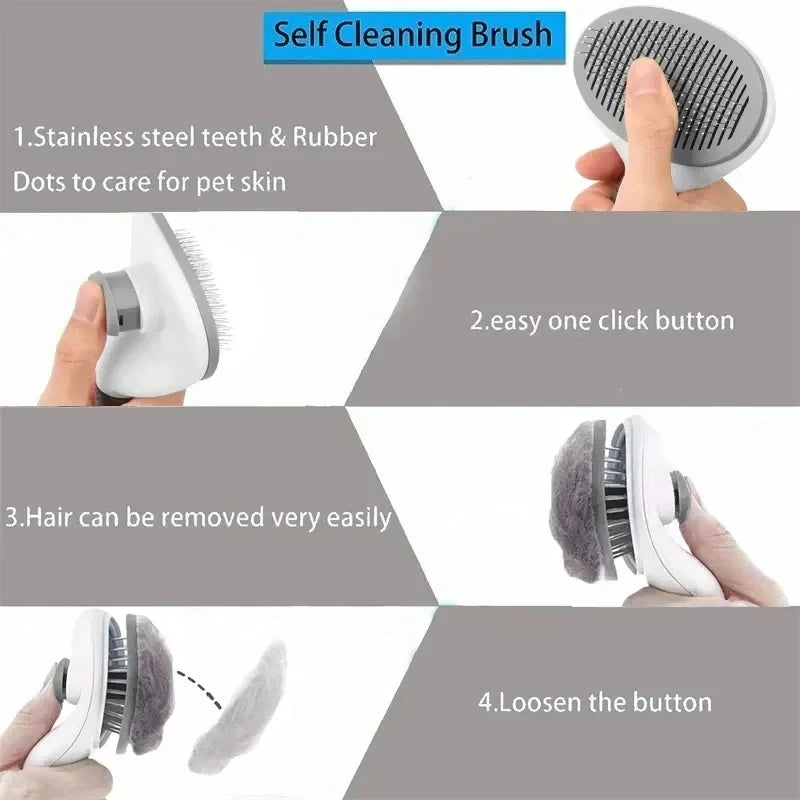 Self Cleaning Pet Hair Remover Brush for Dogs and Cats