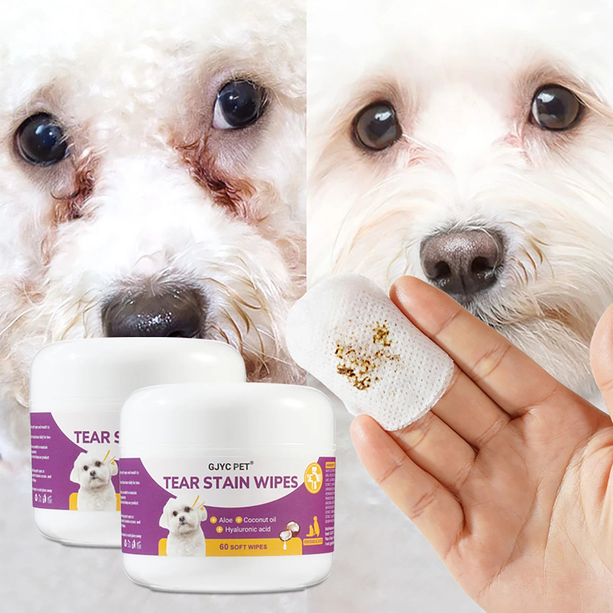 Pet Eye Wipes Tear Stain Remover for Dogs and Cats