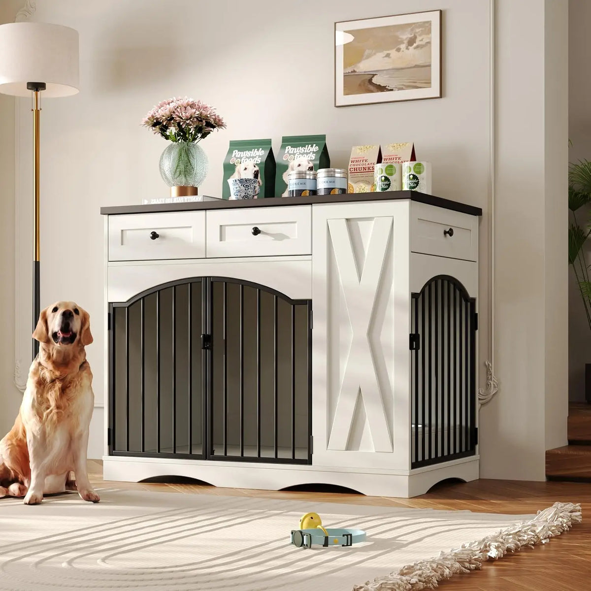 110 cm Wooden Dog Crate Furniture Kennel for Dogs