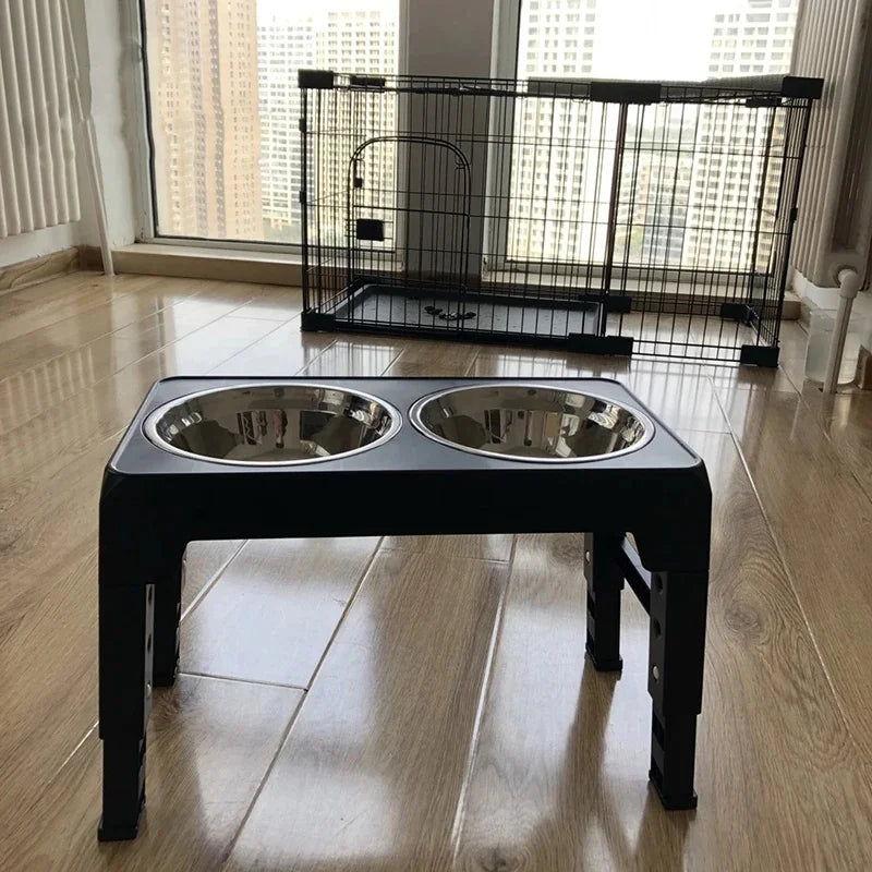 Adjustable Elevated Feeder Stand with Bowls for Dogs