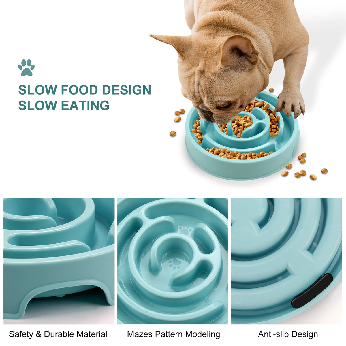 Non Slip Slow Feeder Bowl for Dogs and Cats