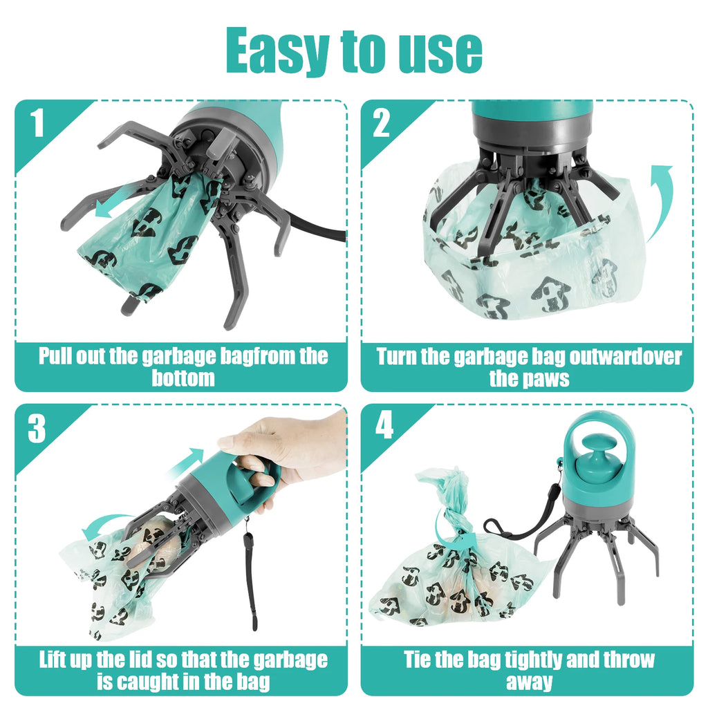 Portable Dog Pooper Scooper with Waste Bag Dispenser Green