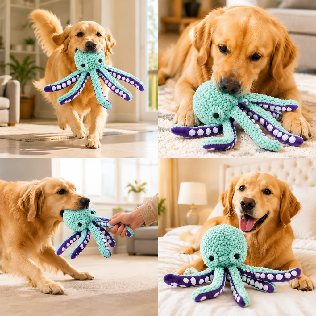 Plush Octopus Squeaky Dog Toy for Dogs
