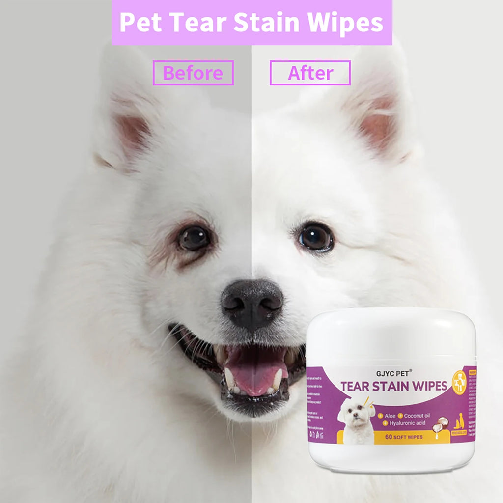 Pet Eye Wipes Tear Stain Remover for Dogs and Cats