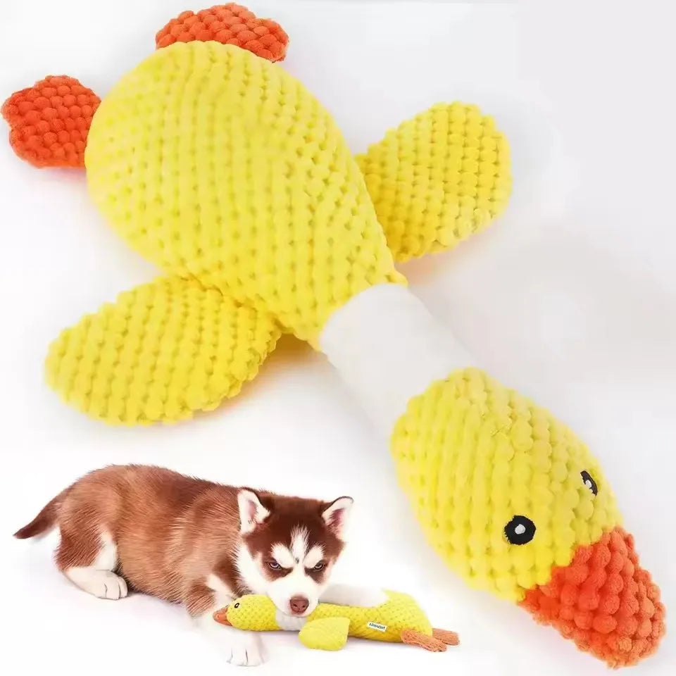 Interactive Plush Goose Squeak Chew Toy for Dogs and Cats