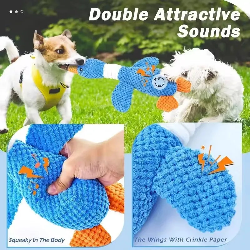 Interactive Plush Goose Squeak Chew Toy for Dogs and Cats